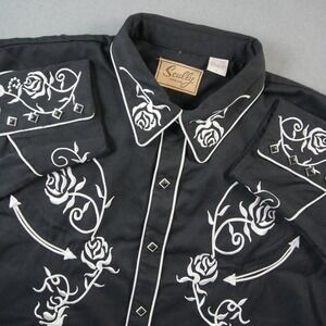 Scully Western Rose Floral Embroidered Cowboy Rodeo Snap Shirt Mens XL